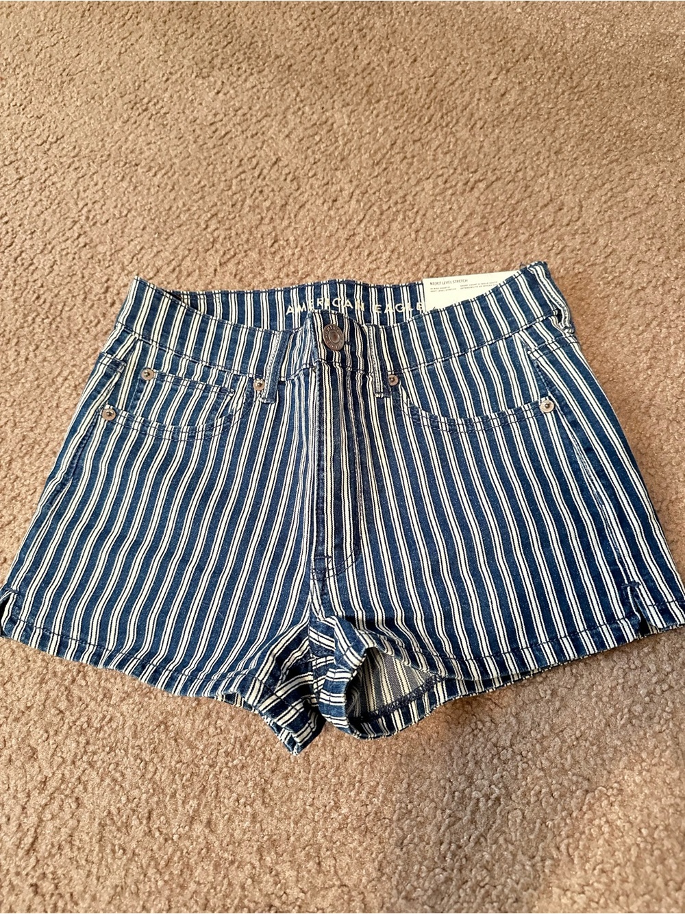 American Eagle Striped High-Waist Shorts